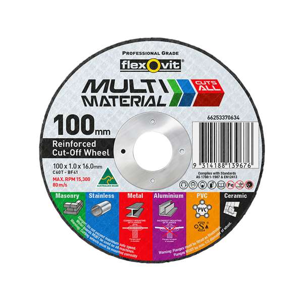Flexovit 100 x 1 x 16mm Multi Material Reinforced Cut Off Wheel