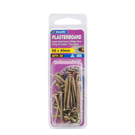 Zenith Plasterboard Screw Bugle 6G x 40mm (35pk)