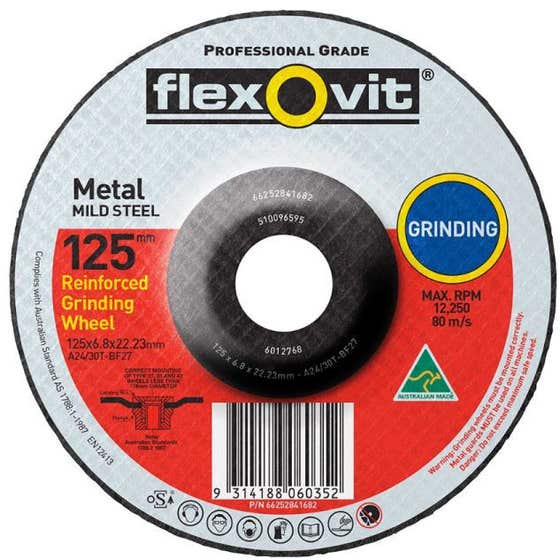 Flexovit Metal Grinding Wheel 125 x 6.8 x 22.2mm