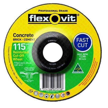 Flexovit Masonry Cut-Off Wheel 115 x 3.4 x 22mm