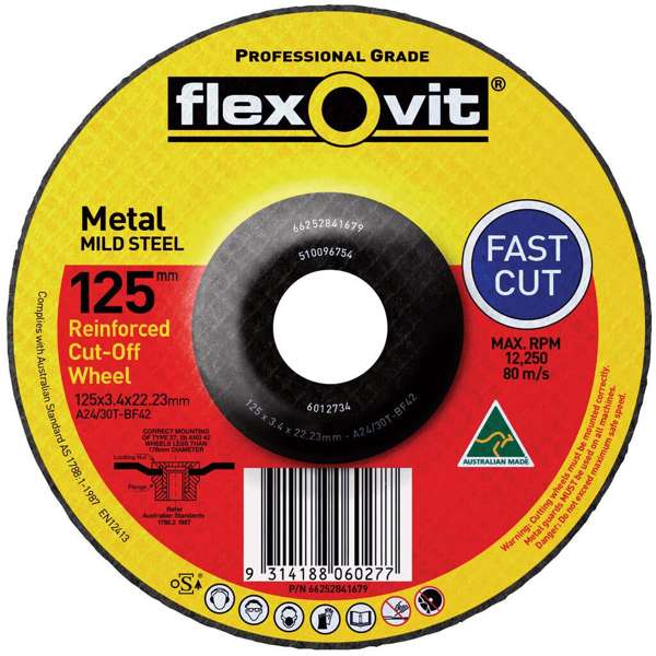 Flexovit Metal Cut-Off Wheel 127 x 3 4 x 22mm