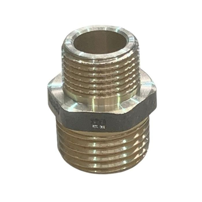 Brass Hexagonal Reducing Nipple – 15mm x 10mm (1/2" x 3/8")