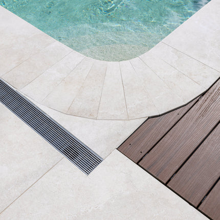 2000mm Plastic Strip Drain Kit with Stainless Steel Heelguard Grate – 75mm W x 23mm D