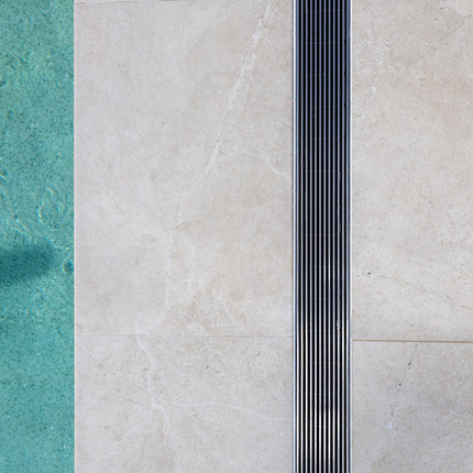 1000mm Plastic Strip Drain Kit with Stainless Steel Heelguard Grate – 100mm W x 28mm D