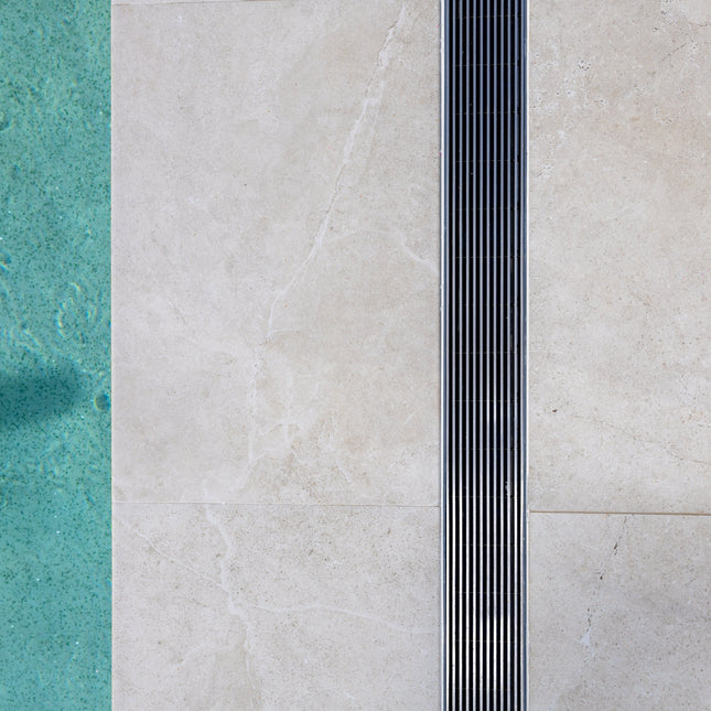 1000mm Plastic Strip Drain Kit with Stainless Steel Heelguard Grate – 100mm W x 28mm D