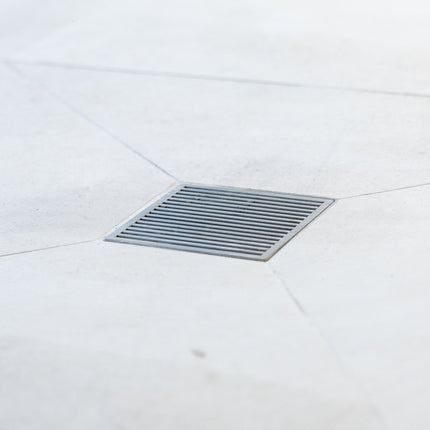 115mm Square Heelguard Floor Drain – Stainless Steel, 95mm Outlet