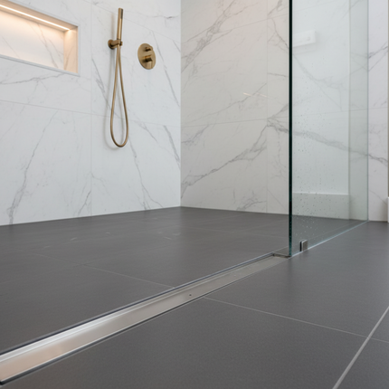 2000mm Plastic Strip Drain Kit – 100mm x 28mm, SS Tile Insert Grate