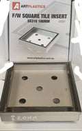 FLOOR WASTE TILE INSERT SQUARE 108.4MM STAINLESS #316 - 80mm outlet