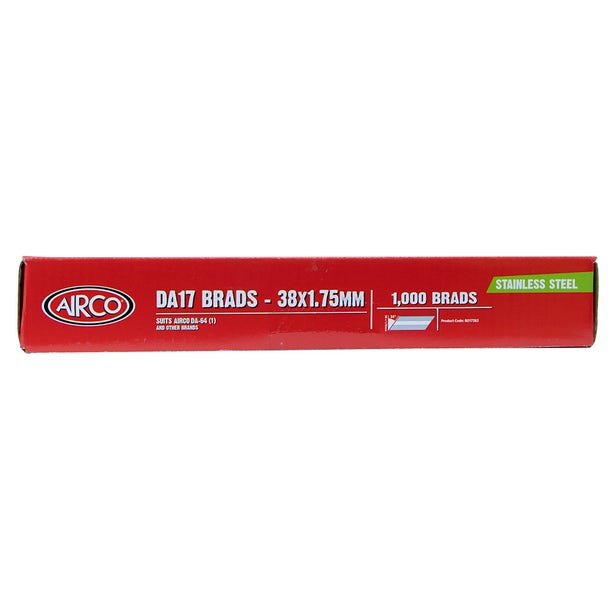 Airco DA17 Brad Nails 38mm Electro Galv - Box of 3000