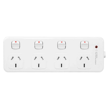 HPM General Purpose 4 Outlet Switched Surge Protected Powerboard White
