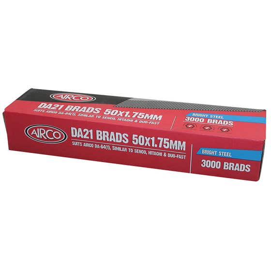 Airco DA21 Brad Nails 50mm Electro Galv - Box of 3000