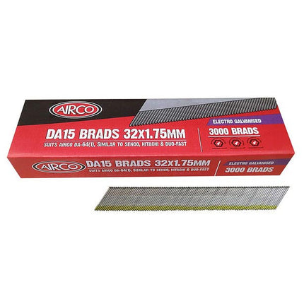 Arico DA15 Brad Nails 32mm Electro Galv - Box of 3000