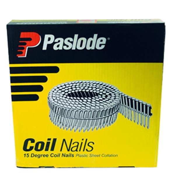 Paslode 45 x 2.5mm 15Deg Hot Dipped Galvanised PNeumatic Plastic Collated Coil Ring Nail - 1800 Pack