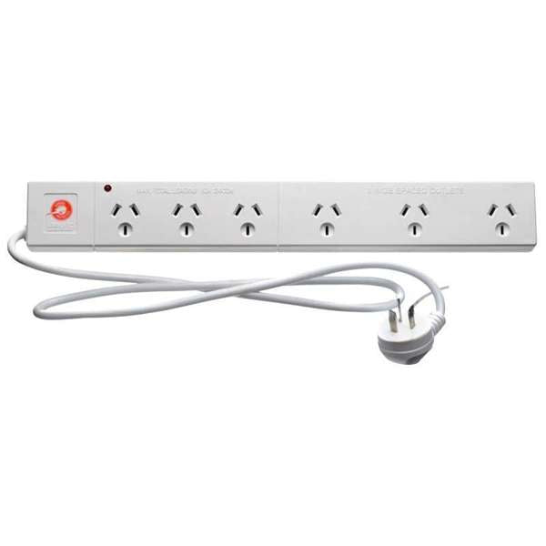 Arlec 6 Outlet Powerboard with Surge Protection--