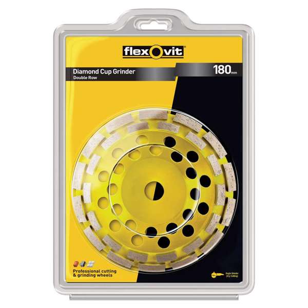 Flexovit Cup Grind Double Row 180 x 5 x 8 x 22.2mm