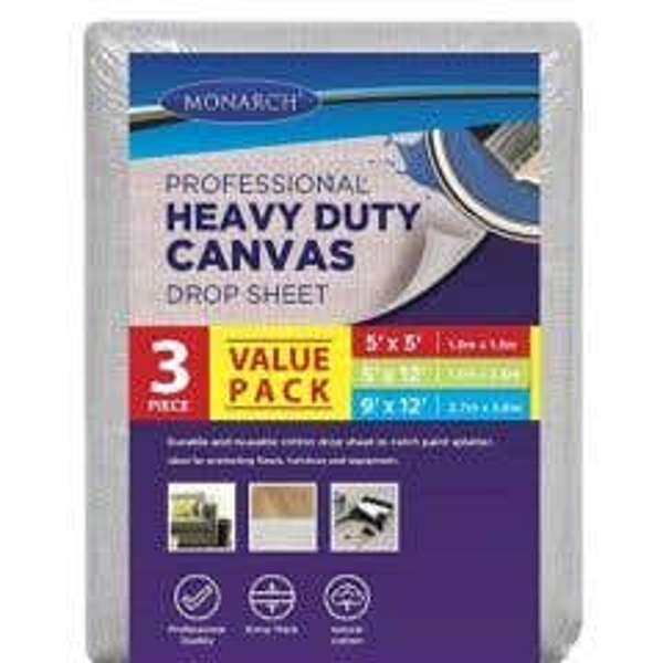 Monarch Heavy Duty Canvas Drop Sheets - 3 Pack