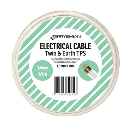Prysmian Twin & Earth Cable TPS White 1.5mm x 10m