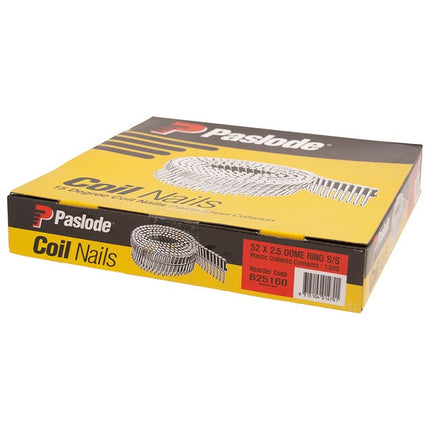 Paslode Stainless Steel 15Deg Plastic Collated Coil Ring Dome 1800pk - 52 x 2.5mm