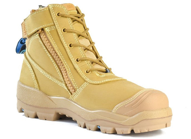 Boot Horizon Side Zip Safety Wheat Steel-Toe Size 7.5