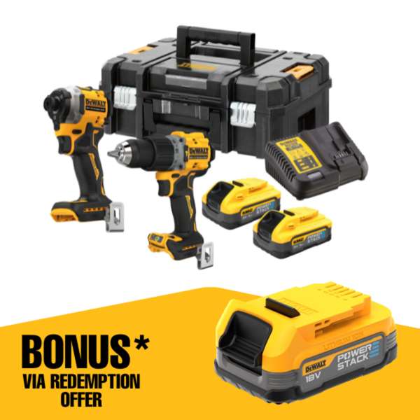 DeWalt 18V XR Brushless Compact 5.0Ah Powerstack Kit 2 Piece DCK2050H2T-XE