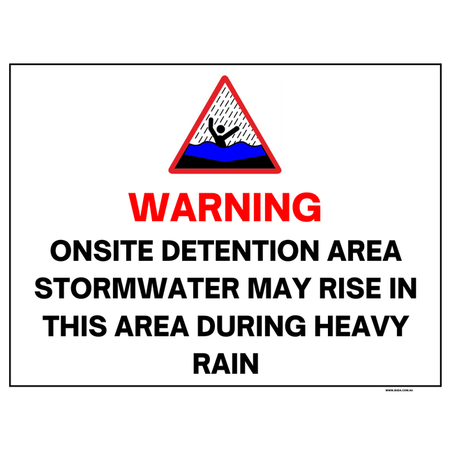 150 x 110 mm Onsite Stormwater Detention Tank Sign – Weatherproof – High-Visibility