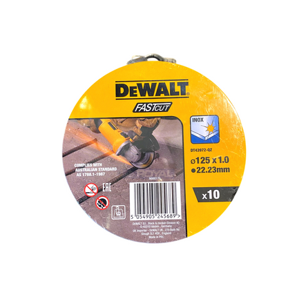 DeWalt High Performance FASTCUT Thin Bonded Discs 125mm x 1mm x 22.23mm - 10 Pack