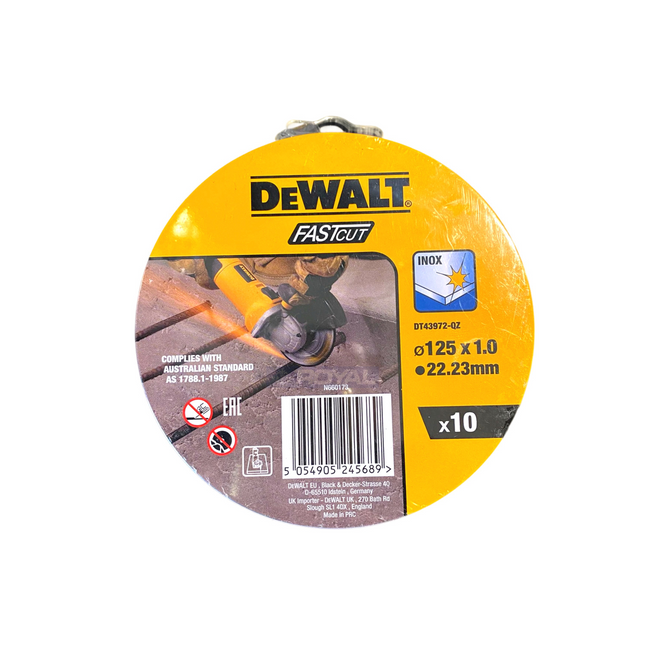 DeWalt High Performance FASTCUT Thin Bonded Discs 125mm x 1mm x 22.23mm - 10 Pack