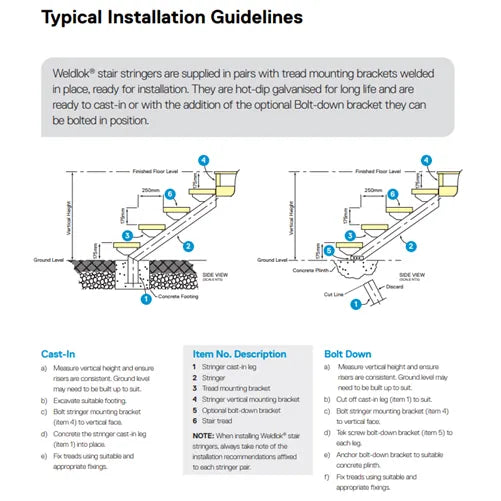 Galvanised Steel 260mm Stair Tread x 1m