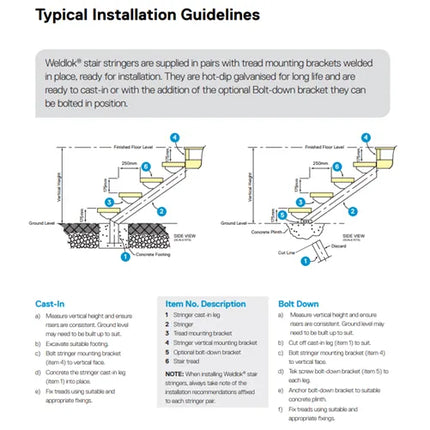 260mm x 1m Galvanised Steel Stair Tread – Anti-Slip Grating