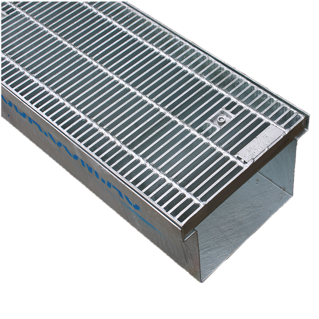 1.5m Length 200mm Wide 170mm Deep MEGAGUARD™ Heelguard Galvanised Box Grate – Class D Heavy Duty