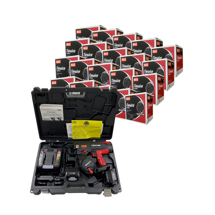 MAX TWIN TIER REBAR TIER 20-44MM KIT (INCLUDES TWO 14.4V LITHIUM BATTERIES & 20 BOXES BRIGHT WIRE))