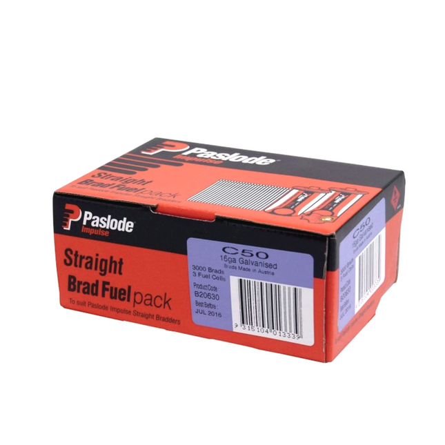 Paslode 50mm 16 Gauge Galvanised Brad Nails with Fuel 3000 Pack