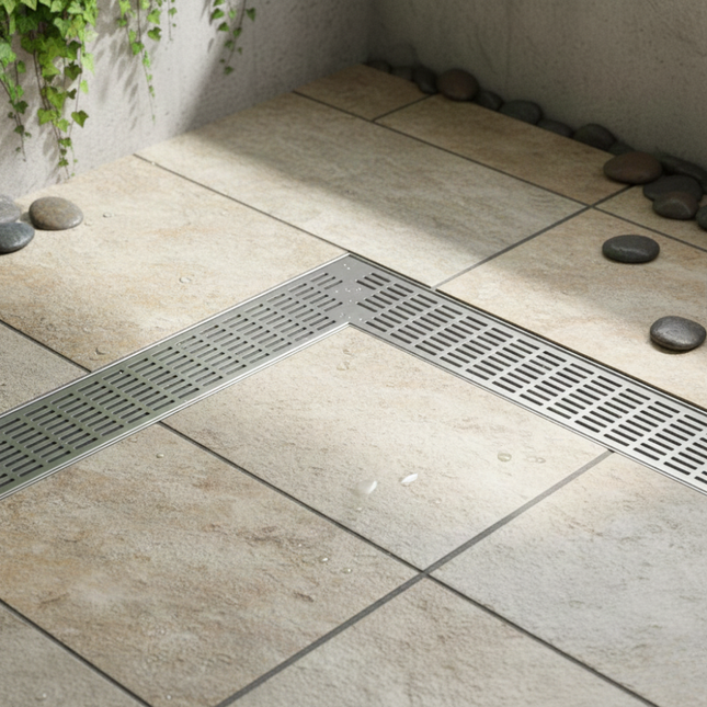 1200mm x 1200mm Stainless Corner Shower Grate & Drain – No Outlet