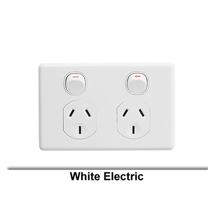 2 Gang 10A 250V Double Power Point – Horizontal, White