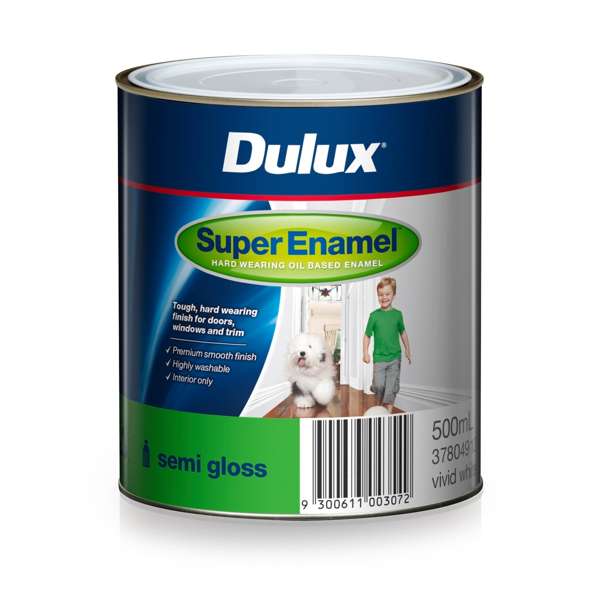 Dulux 500ml Super Enamel Paint Semi Gloss Vivid White