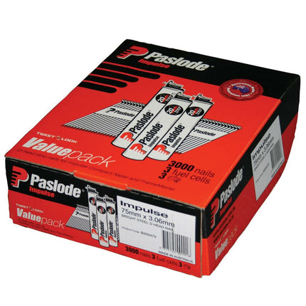 Paslode Impulse (Gas) Bright R-Drive Nails 2500pk - 75 x 3.06mm