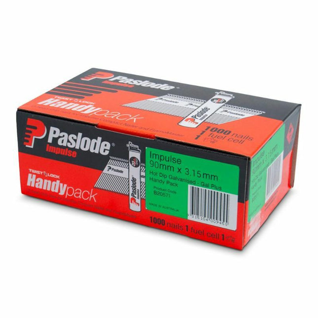 Paslode Impulse (Gas) Bright Steel D Head Nail HP 1000pk - 90 x 3.15mm