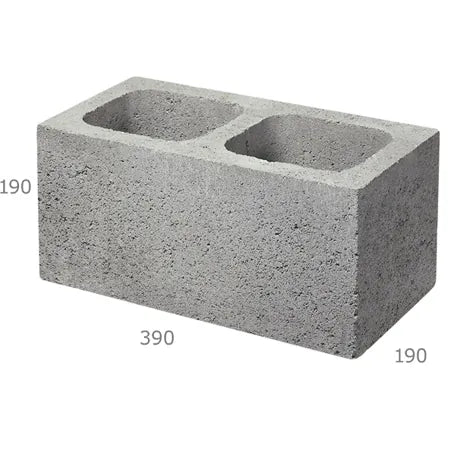 390 x 190 x 190mm Concrete Besser Full Hollow Block – Grey for Structural Walls