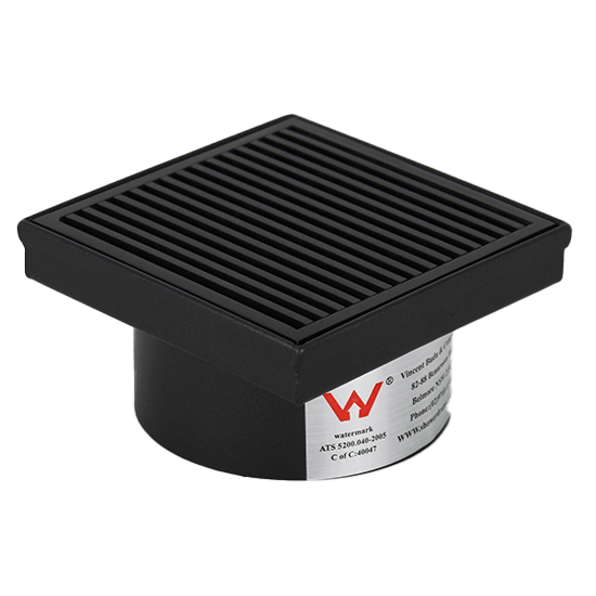 115mm Black Stainless Steel Heelguard Floor Waste – 95mm Outlet