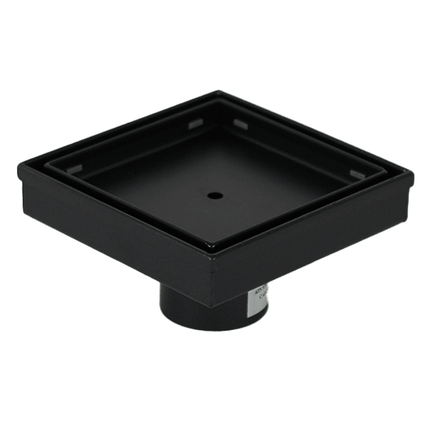 115mm Black Stainless Steel Tile Insert Floor Waste – 95mm Outlet
