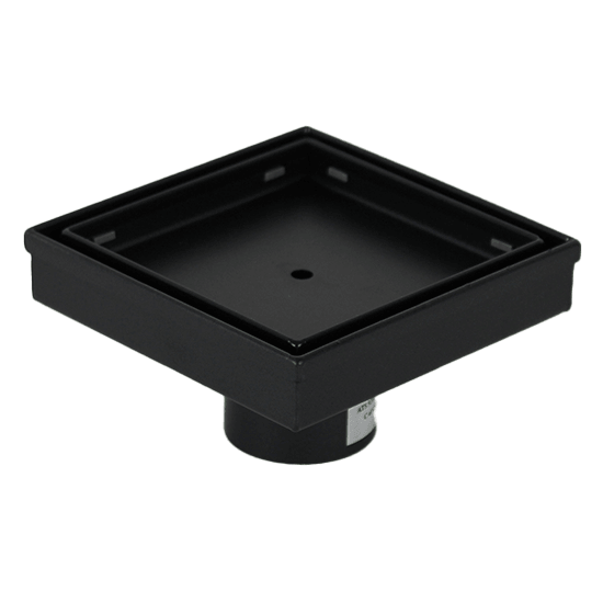 115mm Black Stainless Steel Tile Insert Floor Waste – 95mm Outlet
