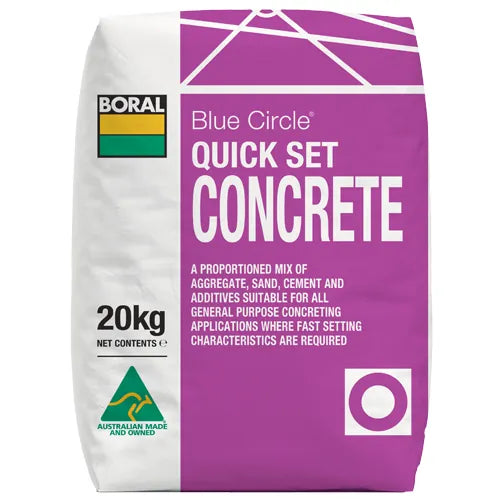 20kg Bag Blue Circle Quick Set Concrete – Boral, Rapid Setting for Posts & Repairs