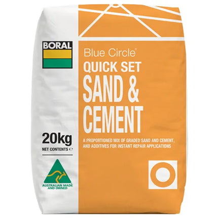 20kg Bag Blue Circle Quick Set Sand and Cement – Boral, Rapid Setting Patch Mix