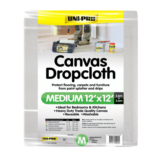 Uni-Pro Drop Cloth Heavy Duty Canvas 12 x 12