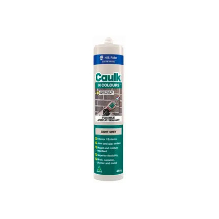 450g Cartridge HB Fuller Caulk in Colour Acrylic Gap Filler – Light Grey