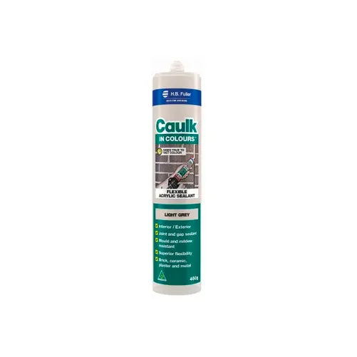 450g Cartridge HB Fuller Caulk in Colour Acrylic Gap Filler – Light Grey
