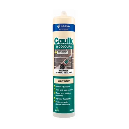 450g Cartridge HB Fuller Caulk in Colour Acrylic Gap Filler – Light Ivory