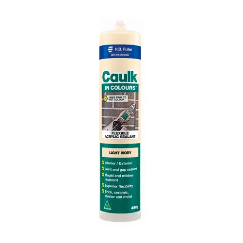 450g Cartridge HB Fuller Caulk in Colour Acrylic Gap Filler – Light Ivory