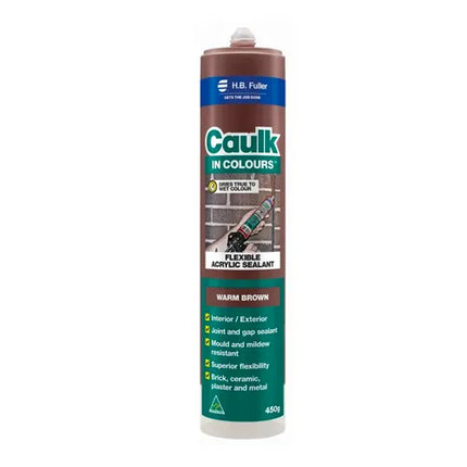 450g Cartridge HB Fuller Caulk in Colour Acrylic Gap Filler – Warm Brown