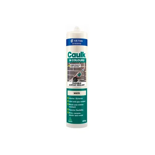 450g Cartridge HB Fuller Caulk in Colour Acrylic Gap Filler – White